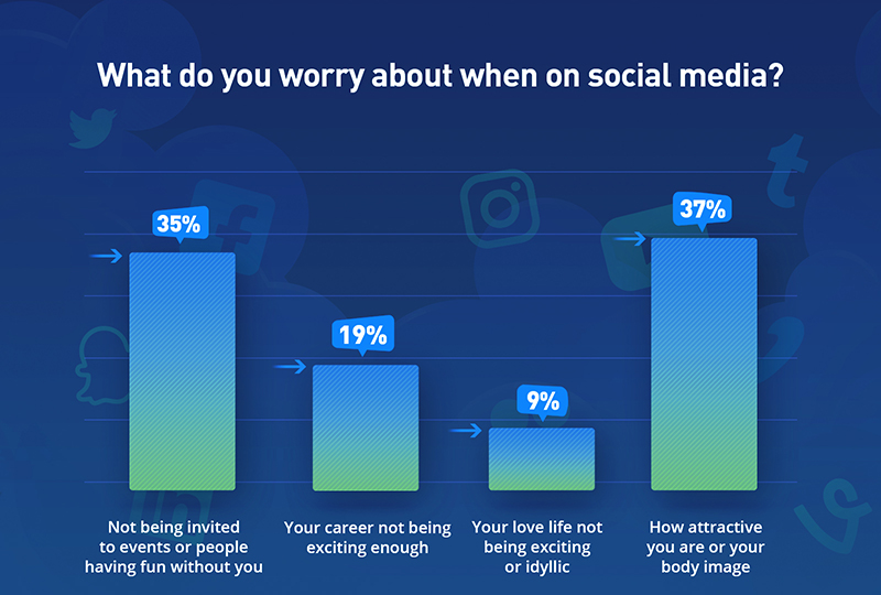 Image showing survey results for the question What do you worry about when on social media?