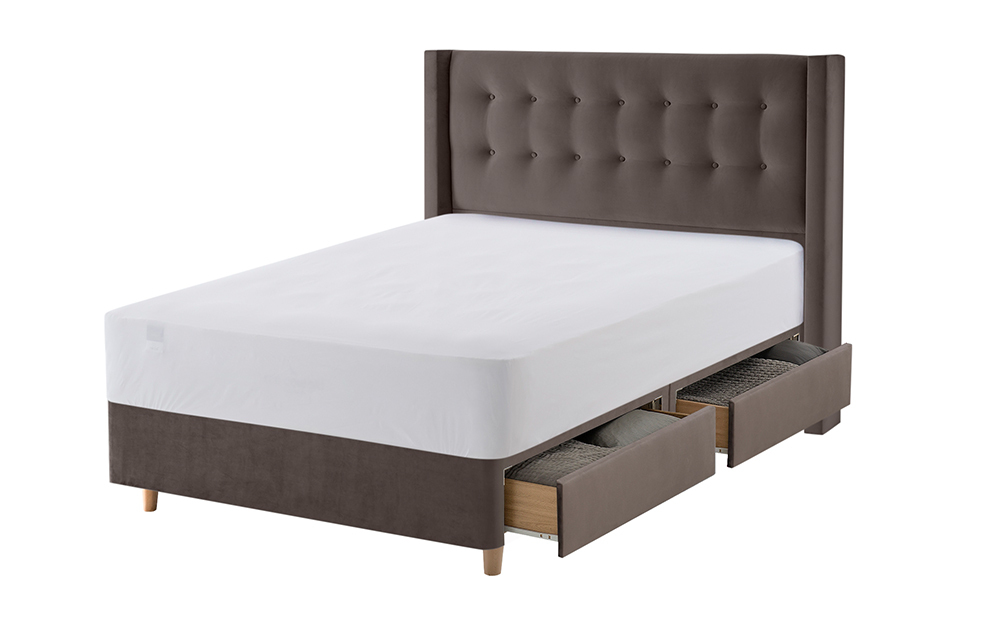 Silentnight Bloomsbury Charcoal Velvet Bed Frame with drawers