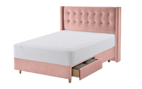 Bloomsbury Bed Frame Dusky Pink Cut Out With Mattress