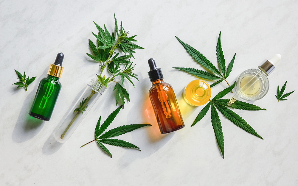 CBD oil in bottles