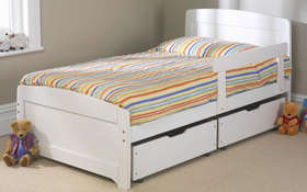 Friendship Mill Rainbow Bed - White with Drawers and Guard Rail