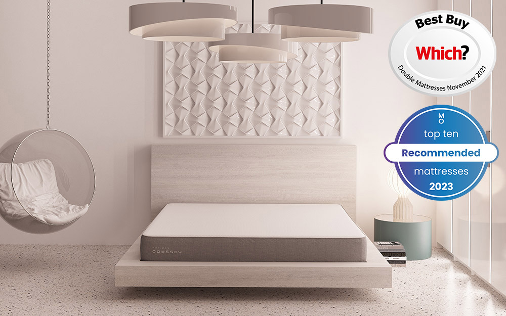 The Horizon Odyssey 800 Pocket Memory Mattress in a white modern bedroom - one of our top 10 recommended mattress 2023