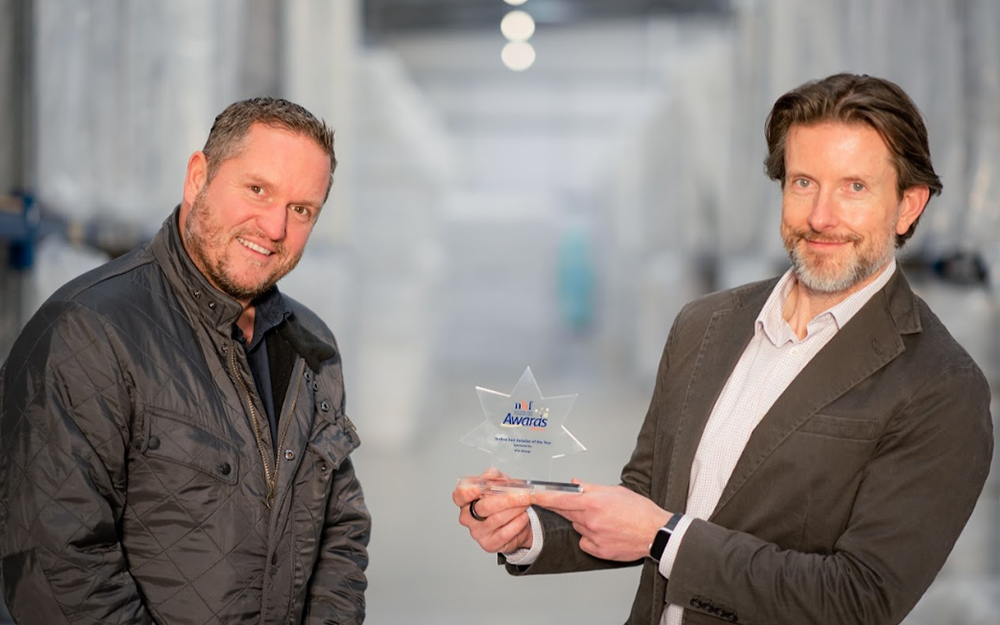 Martin Eastwood and Steve Adams with their NBF Online Retailer of the Year Award, 2020.