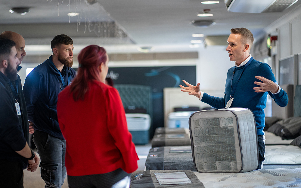 The Mattress Online team receiving manufacturer training from Sealy UK