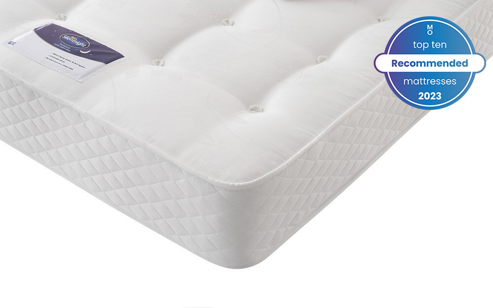 A close up of the Silentnight Ortho Dream Star Miracoil Mattress on a white background - one of our top 10 recommended mattresses 2023