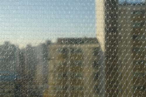 Bubble wrap on window