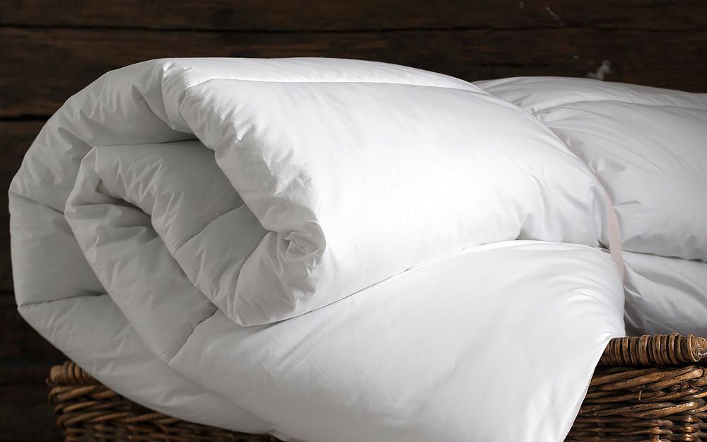 A white duvet in a bundle