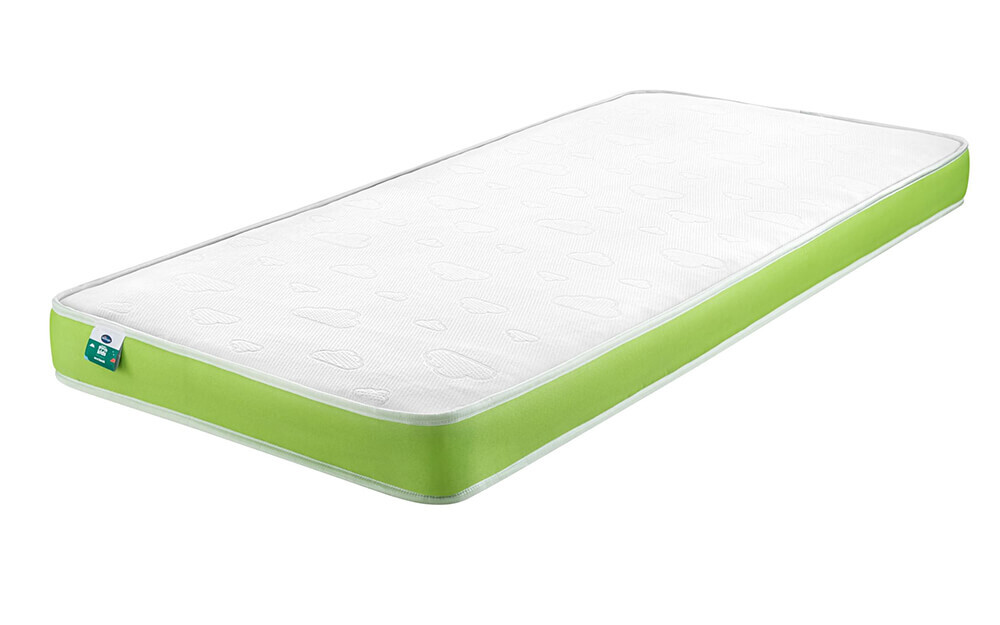 Silentnight Healthy Growth Eco Bunk Mattress, a child's bunk bed mattress with a green border.