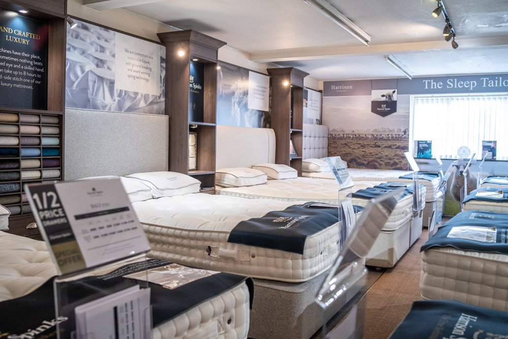 Inside the Skipton Bed and Sofa Centre mattress showroom