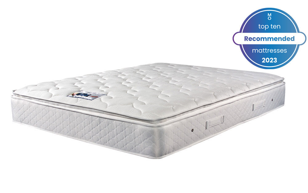 Sleepeezee Memory Comfort 1000 Pocket Mattress on a white background - one of our Top 10 Recommended Mattresses 2023