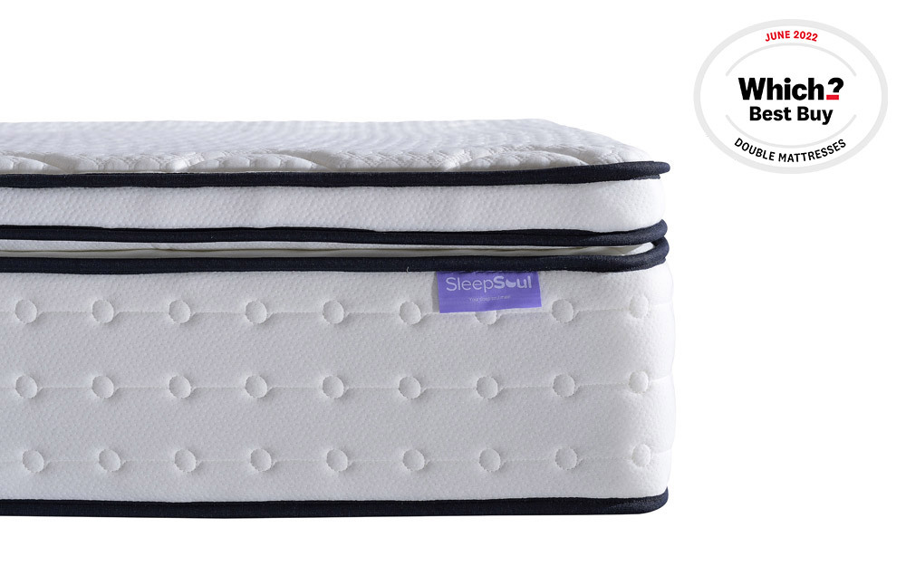 A close up of the pillow top layer on the SleepSoul Space 2000 Pocket Memory Pillow Top Mattress.