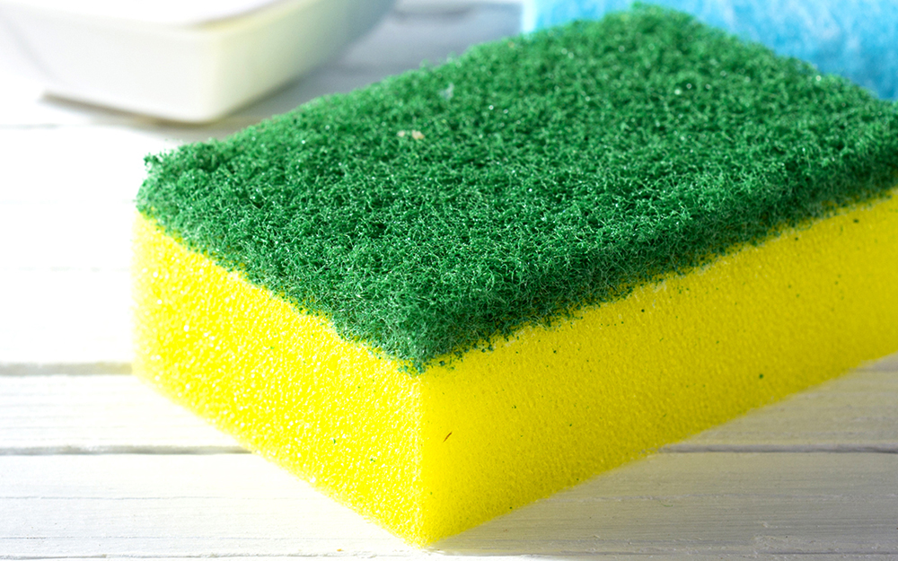 Kitchen sponge on a bench