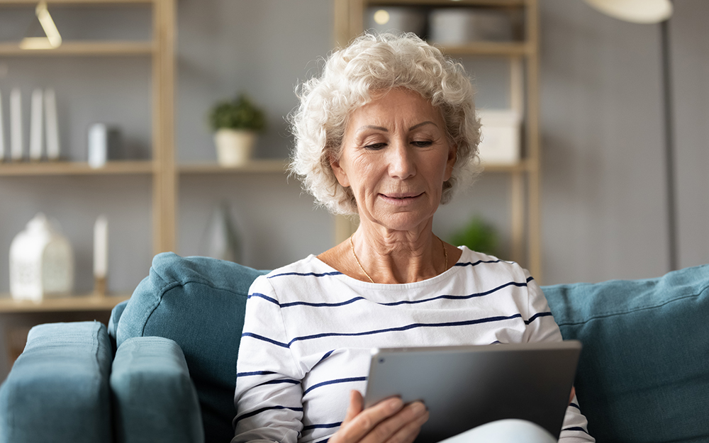 A woman using a tablet 