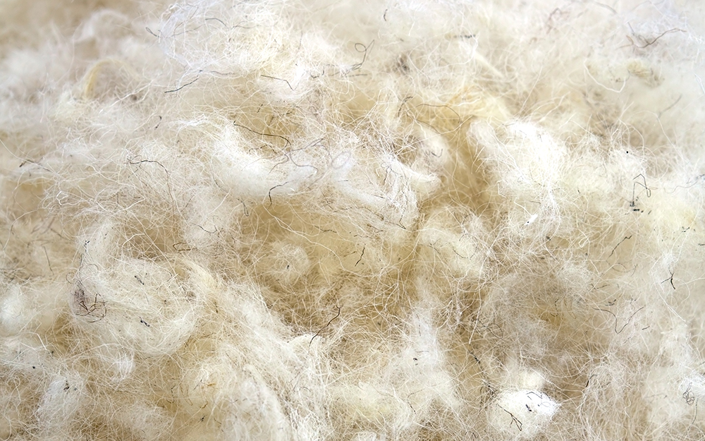 A close up of wool fillings in a mattress