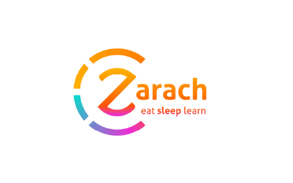 Zarach charity logo, 'east, sleep, learn'