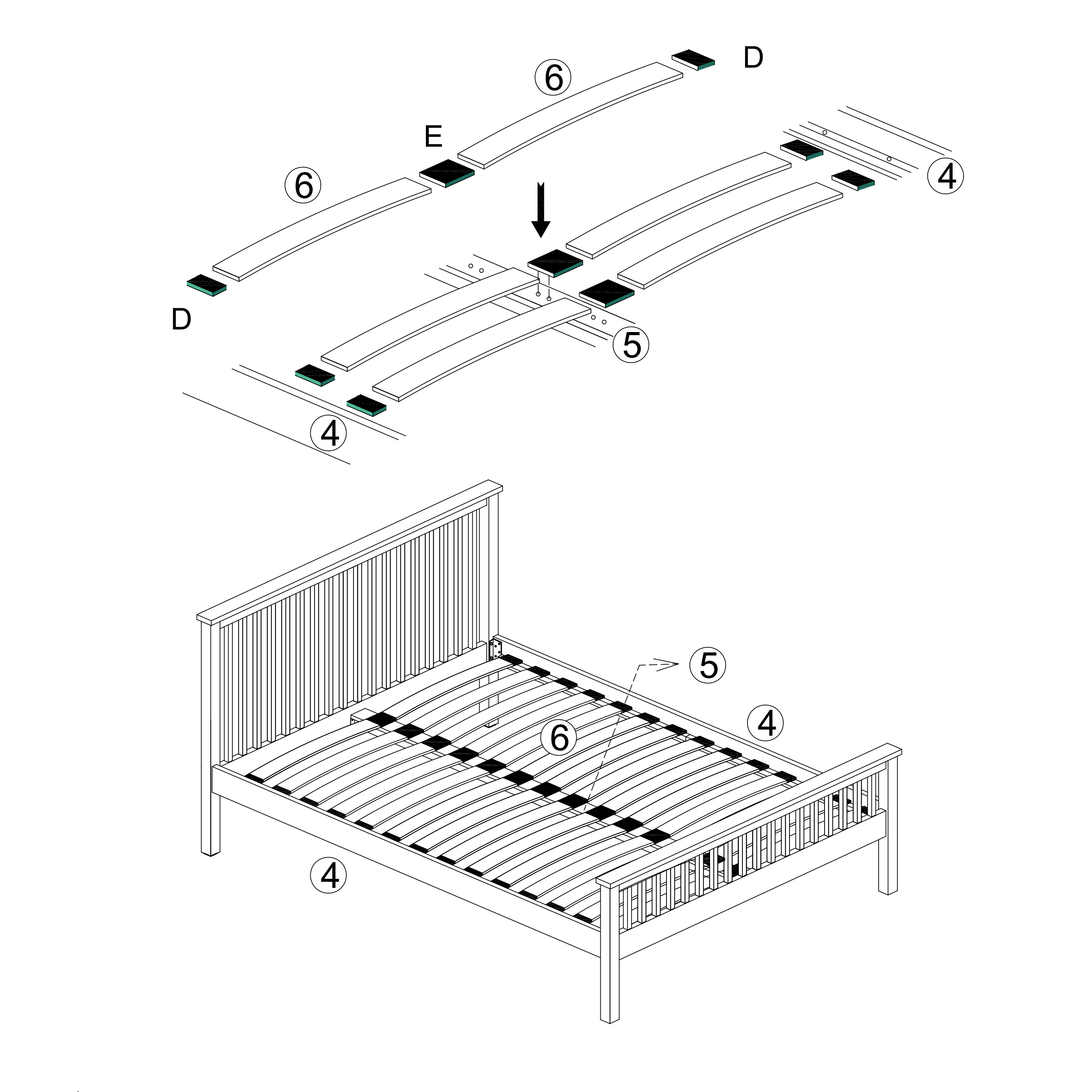 Assembly instructions for a sprung slatted bed frame